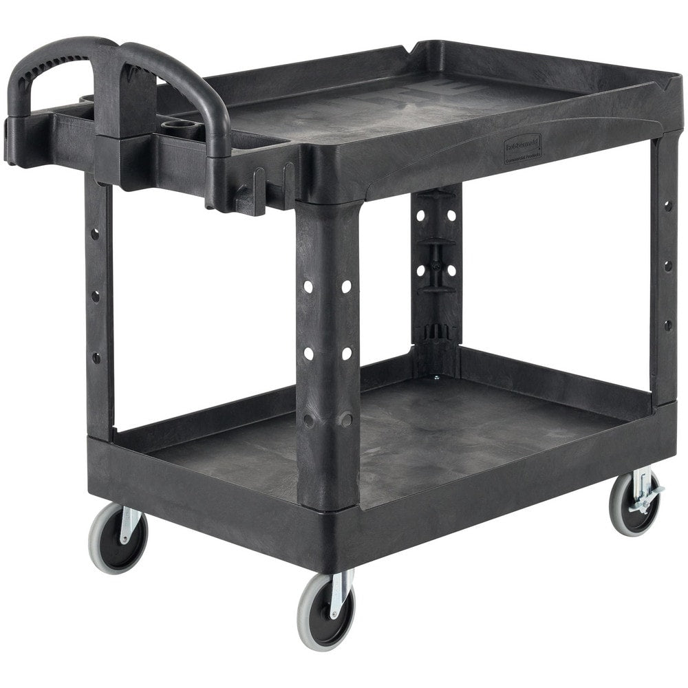 Service Utility Cart: 55" Long, 26" Wide, Resin, 750 lb Capacity, Black