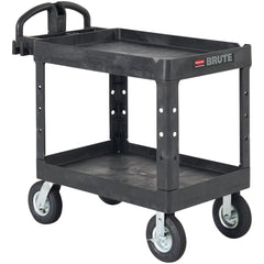 Service Utility Cart: 55" Long, 26" Wide, Resin, 750 lb Capacity, Black