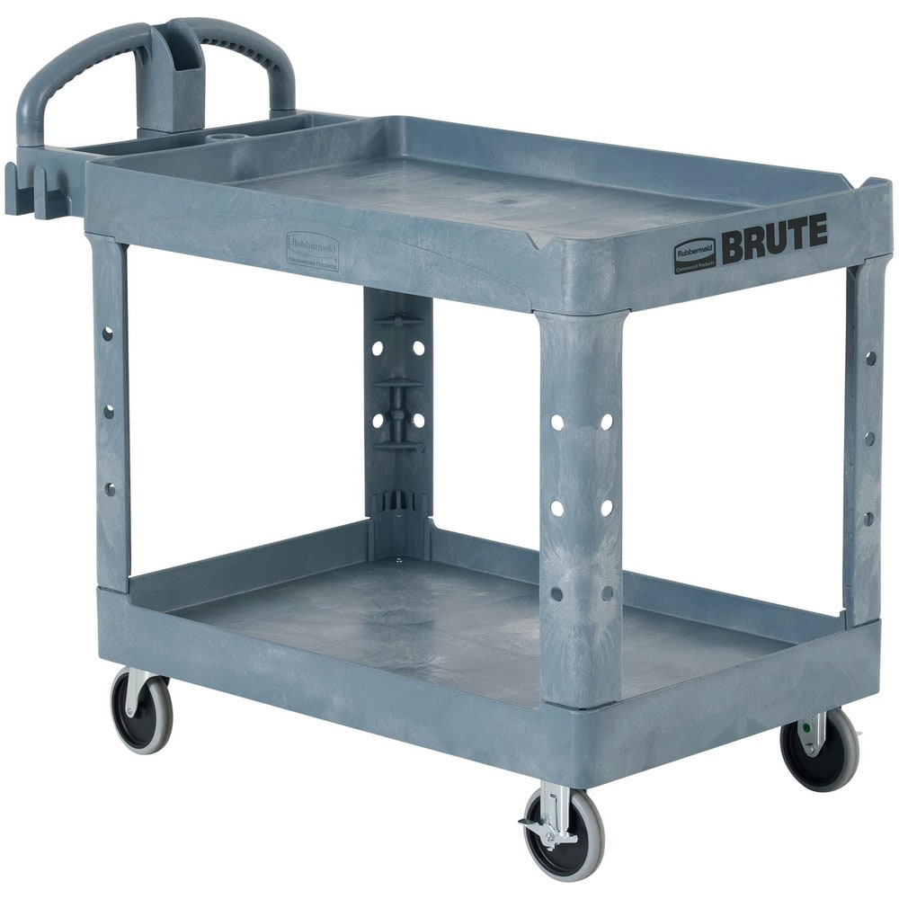 Service Utility Cart: 44" Long, 25.5" Wide, Resin, 500 lb Capacity, Gray