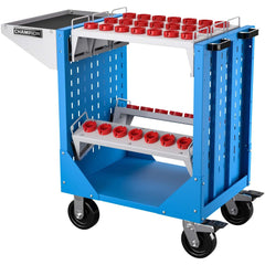 CNC Storage Carts; Style: HSK; Taper Size: HSK40; Tool Type: HSK; Caster Type: Swivel, Fixed; Color: Bright Blue; Tool Capacity: 3600; Material: Steel; Load Capacity (Lb.