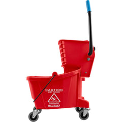 Mop Buckets & Wringers; Connection Type: None; Mop Capacity: 26; Handle Material: Ergonomic Dual Component; Color: Red; Features: Color-Coded Design, Non-Marking Casters, Side-Press Wringer, Durable Material, Ergonomic Handle