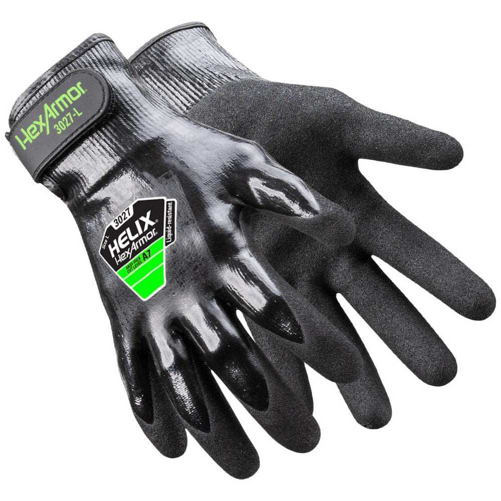 Cut, Puncture & Abrasion-Resistant Gloves: Helix Helix 3027, Size Medium, ANSI Cut A7, ANSI Puncture 3, Nitrile, HPPE Blend