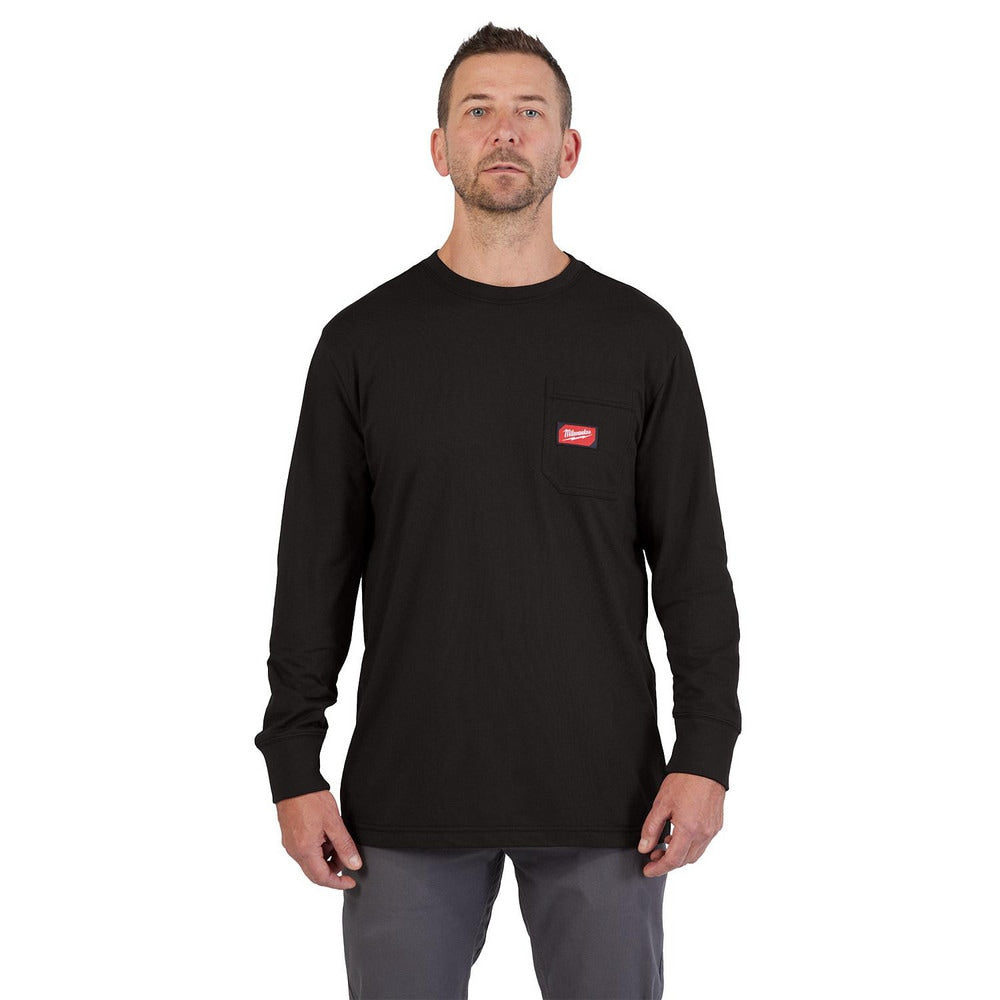 Work Shirt: General Purpose, Long Sleeve, X-Large, Cotton & Polyester, Black, 1 Pocket