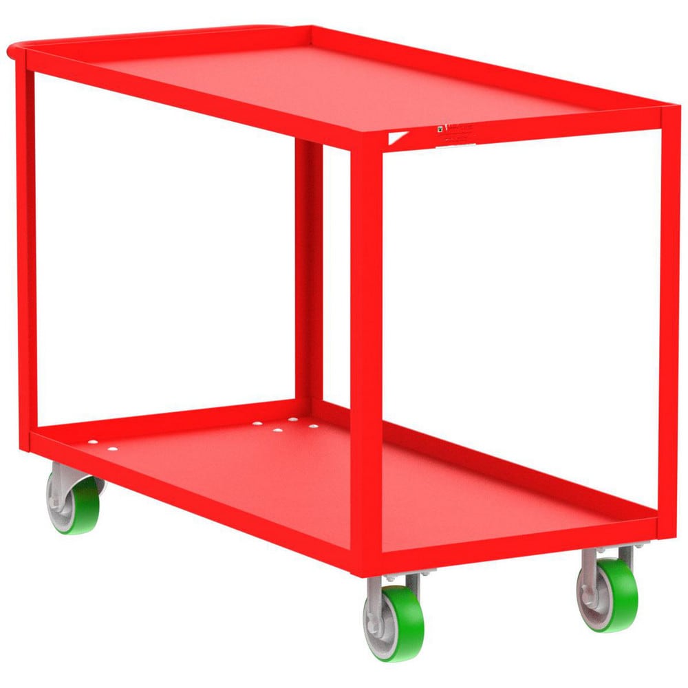 Shelf Utility Cart: 53" Long, 24" Wide, Steel, 2000 lb Capacity, Red