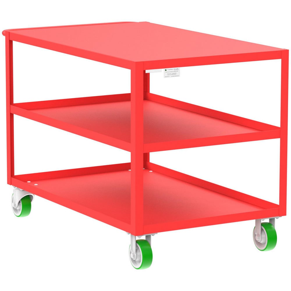 Shelf Utility Cart: 53" Long, 30" Wide, Steel, 2000 lb Capacity, Red