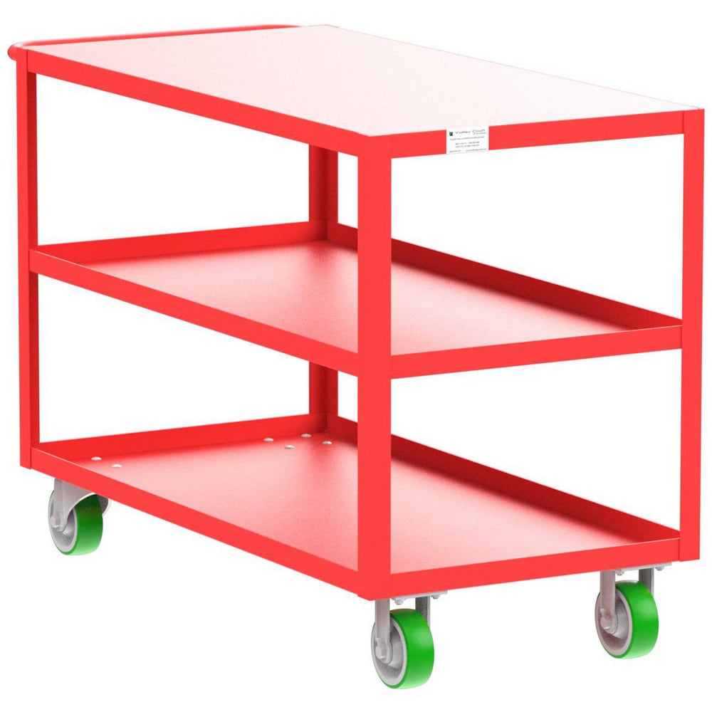 Shelf Utility Cart: 53" Long, 24" Wide, Steel, 2000 lb Capacity, Red