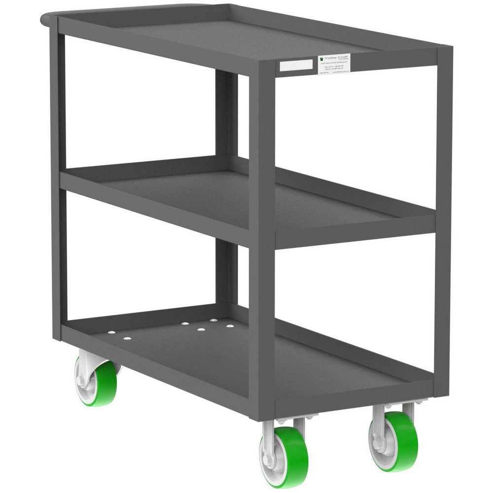 Shelf Utility Cart: 41" Long, 18" Wide, Steel, 2000 lb Capacity, Gray