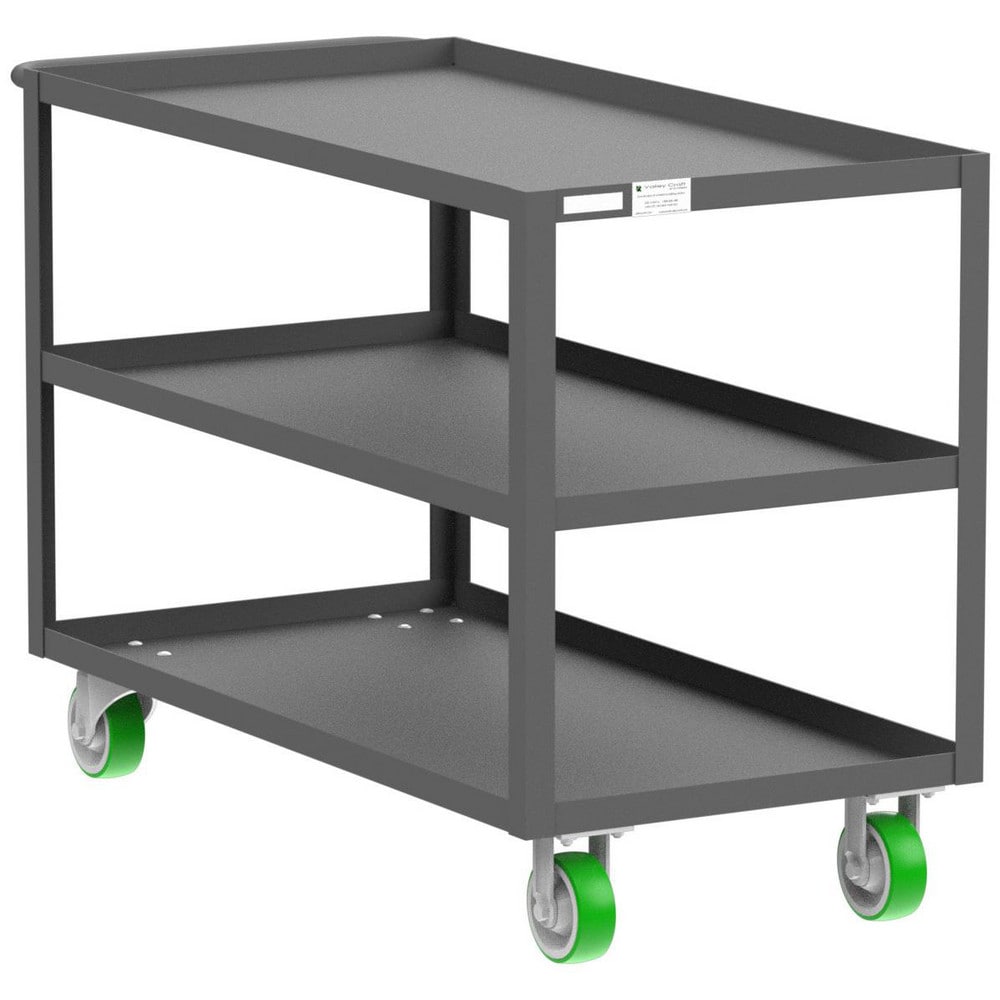 Shelf Utility Cart: 53" Long, 24" Wide, Steel, 2000 lb Capacity, Gray