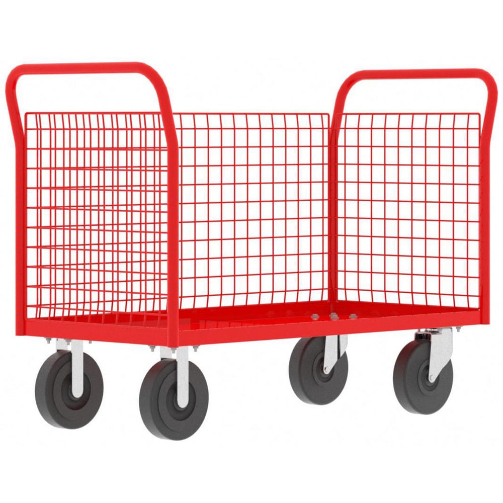 Cage Utility Cart: 52" Long, 24" Wide, Steel, 2000 lb Capacity, Red