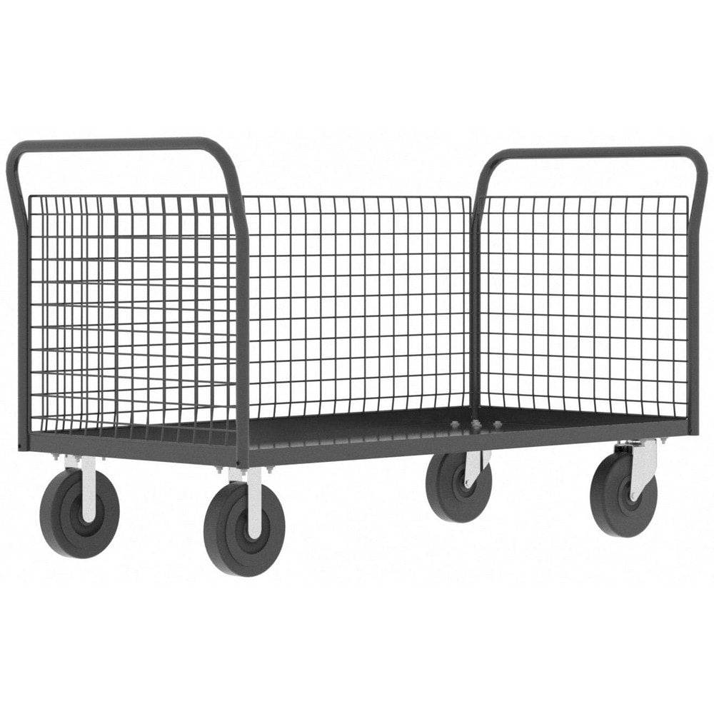 Cage Utility Cart: 64" Long, 30" Wide, Steel, 2000 lb Capacity, Gray