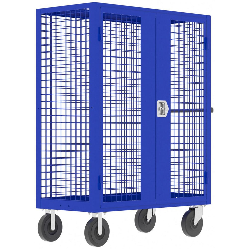 Security Utility Cart: 48" Long, 24" Wide, Steel, 2000 lb Capacity, Blue