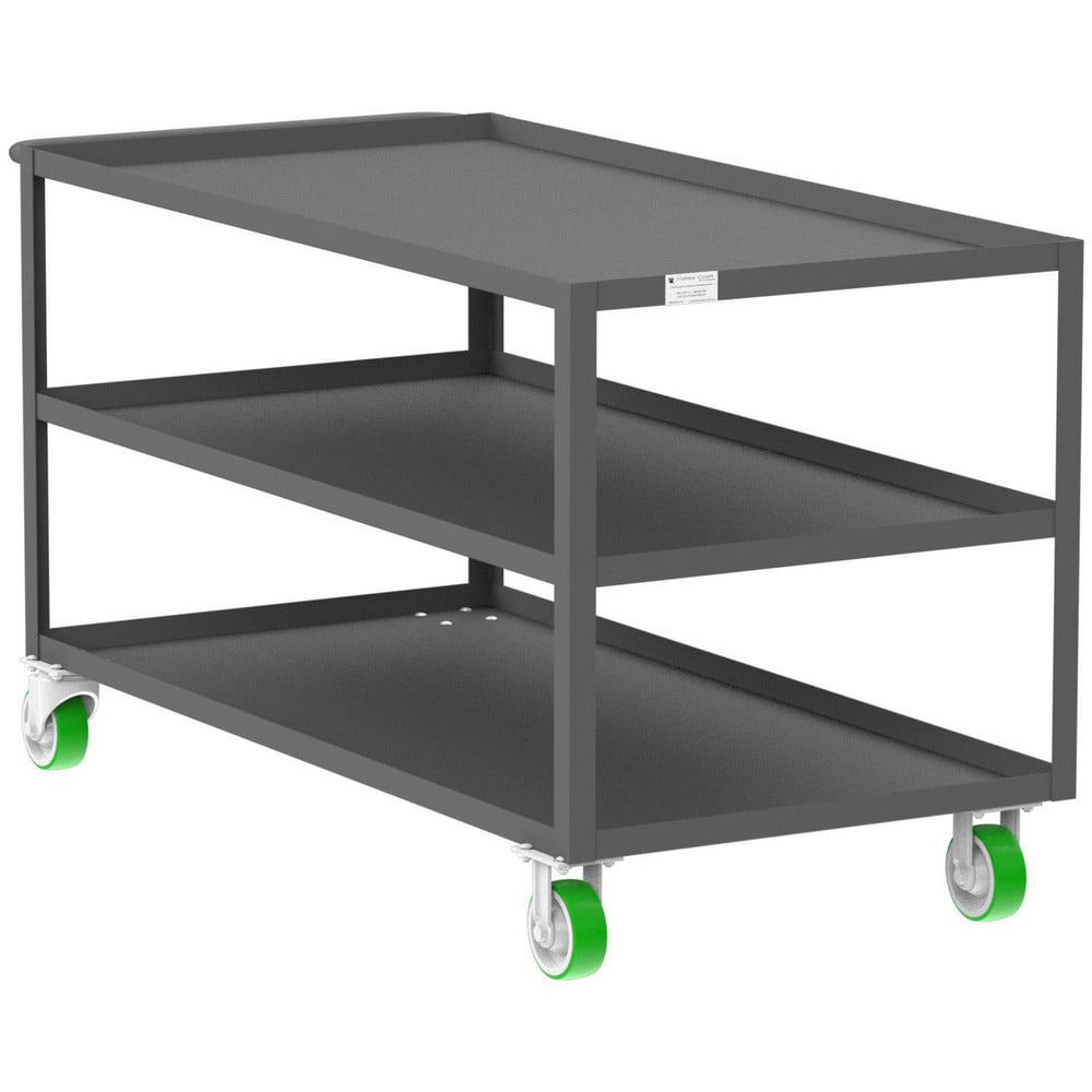 Shelf Utility Cart: 65" Long, 30" Wide, Steel, 2000 lb Capacity, Gray