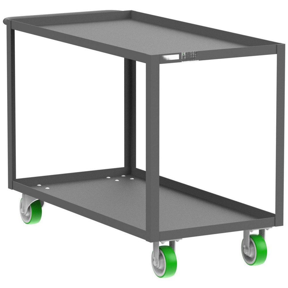 Shelf Utility Cart: 53" Long, 24" Wide, Steel, 2000 lb Capacity, Gray