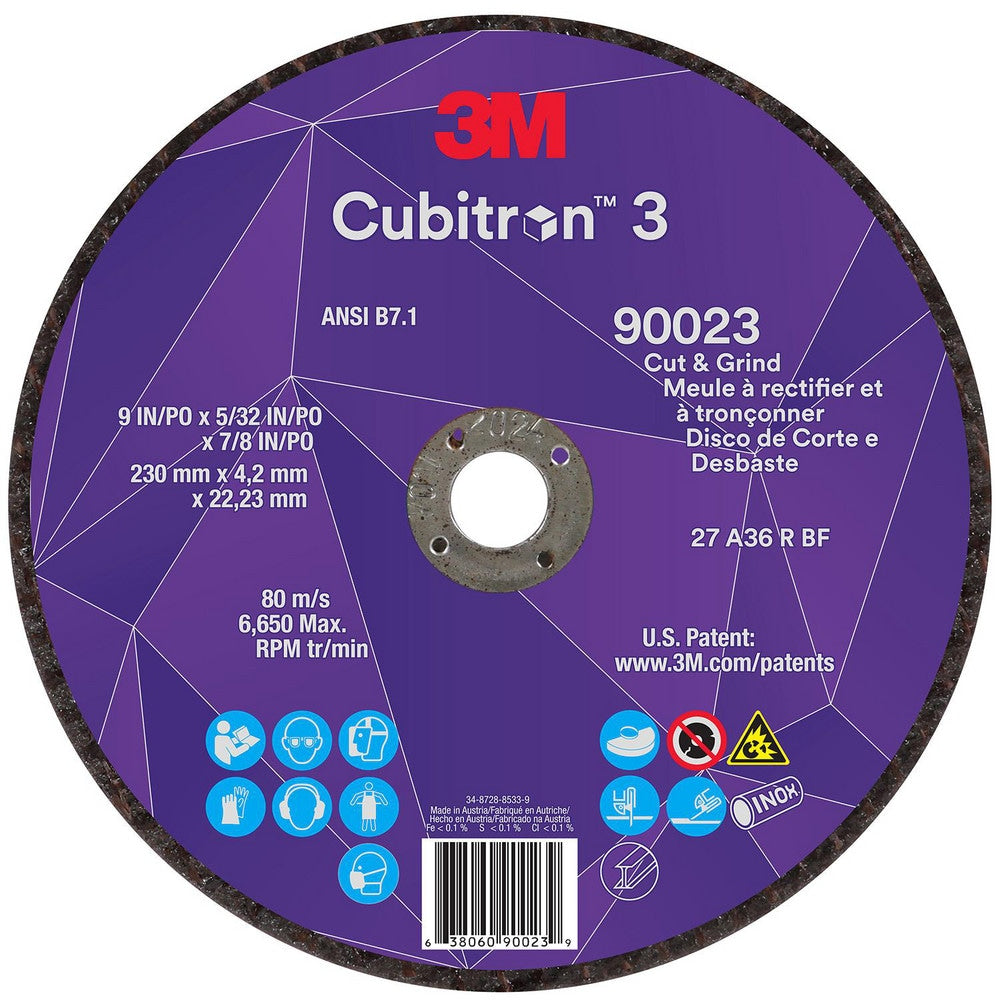 Depressed-Center Wheel: Type 27, 9" Dia, 5/32" Thick, 7/8" Hole, Precision Shaped Ceramic