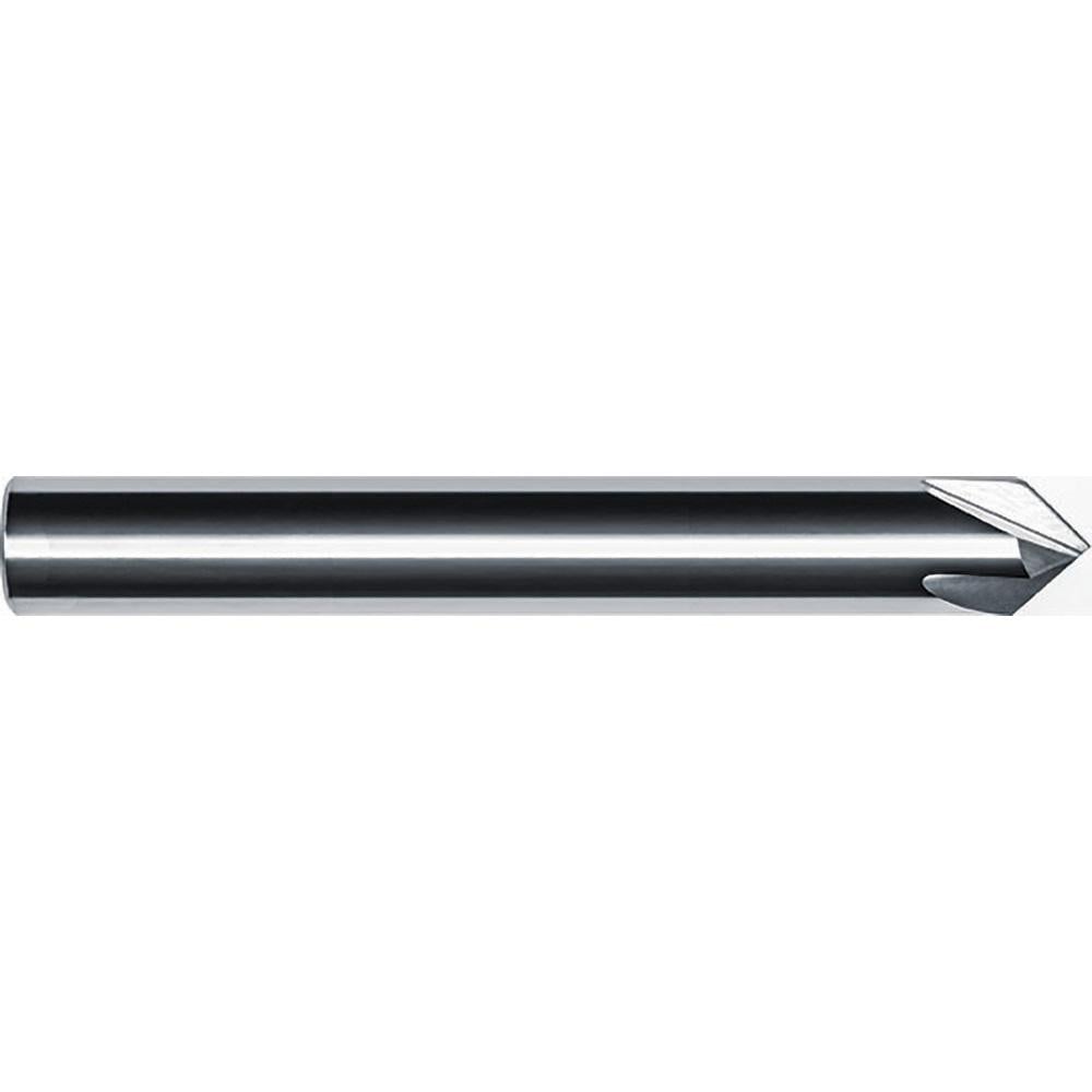 Chamfer Mill: 1/2" Dia, 1/2" Shank Dia, 60.00 deg, 4 Flute, Solid Carbide, Single End