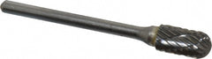 Abrasive Bur: SC-51-D, 1/4" Cut Dia, Ball Nose Cylinder, Double Cut