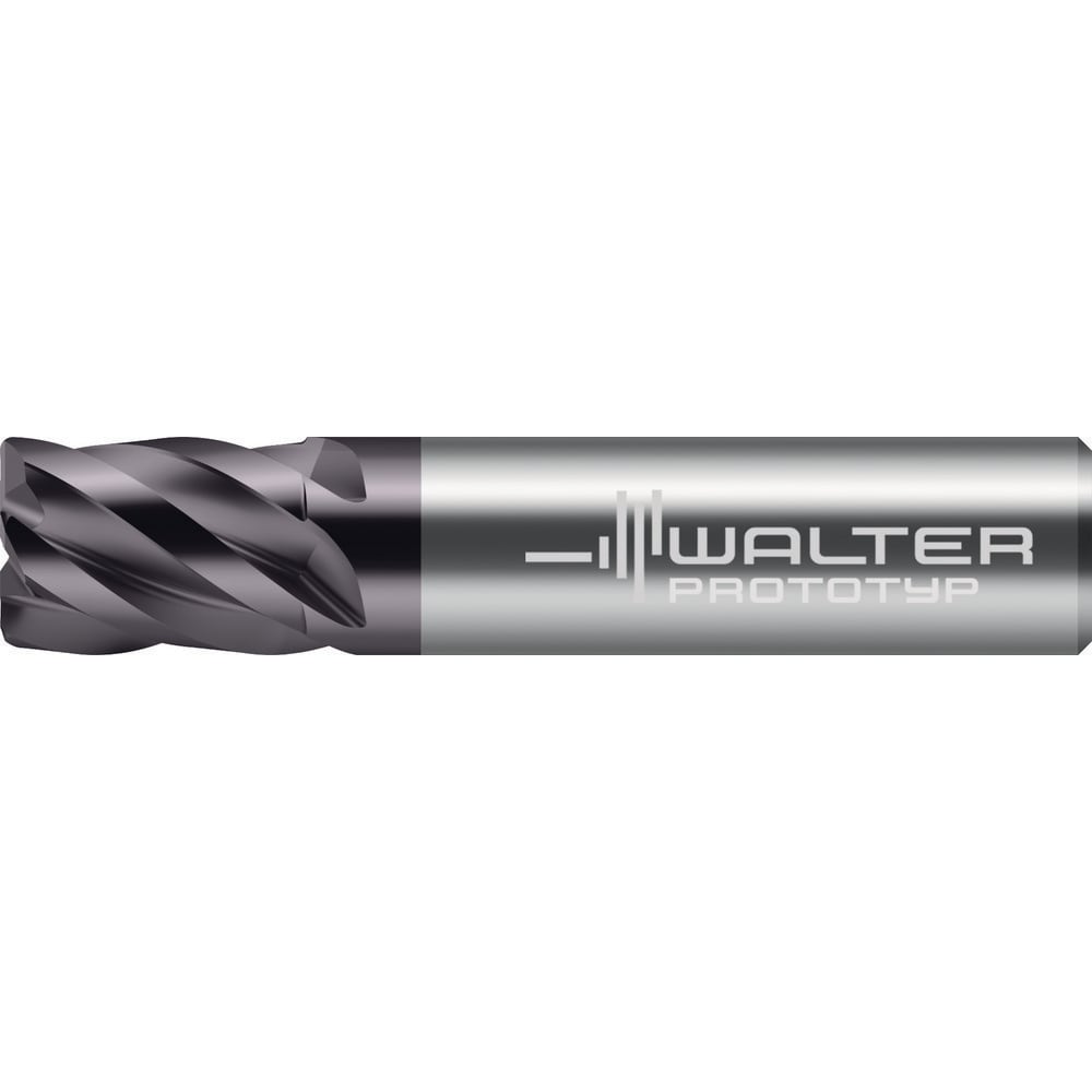 Corner Radius End Mill: 1/4" Dia, 3/8" LOC, 0.0300" Radius, 5 Flute, Solid Carbide