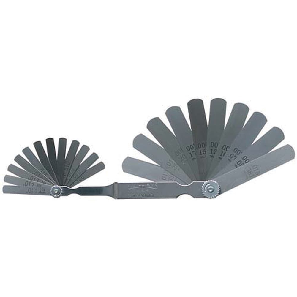 Feeler Gage Sets; Minimum Thickness (mm): 0.0508; Minimum Thickness (Decimal Inch): 0.002; Maximum Thickness (Decimal Inch): 0.025; Maximum Thickness (mm): 0.635; Leaf Length (mm): 76.2; Leaf Length (Decimal Inch): 3; Leaf Length: 3; Leaf Width (mm): 12.7