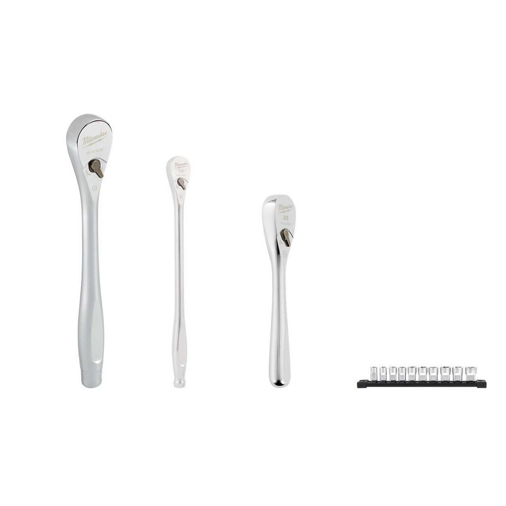 Ratchets; Drive Size: 3/8; Head Shape: Slim Line, Pear; Head Features: 4 Deg Arc Swing; Material: Alloy Steel, Steel; Overall Length (Inch): 8-1/2