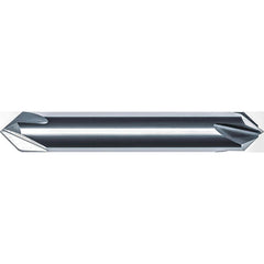 Chamfer Mill: 3/16" Dia, 3/16" Shank Dia, 160.00 deg, 4 Flute, Solid Carbide, Double End