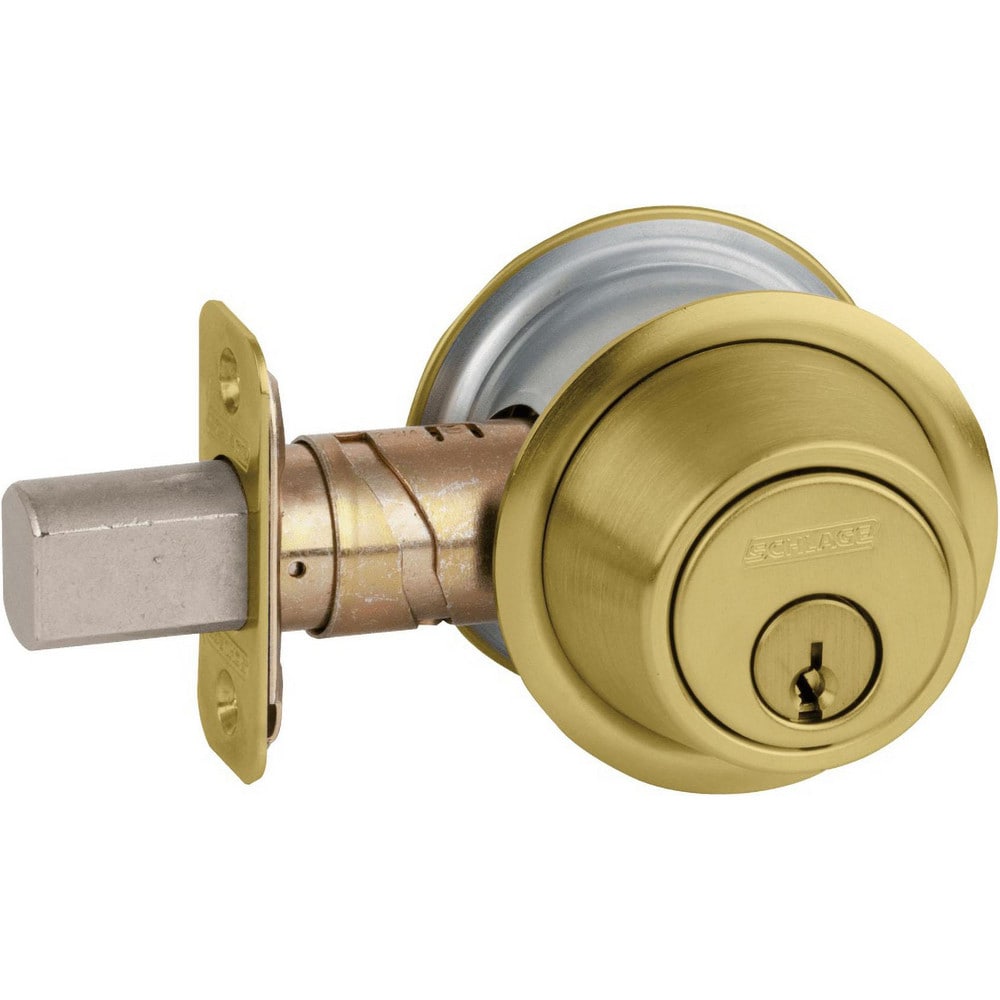 Deadbolts; Deadbolt Type: Deadbolt; Lock Type: Single Cylinder; Key Type: Schlage C; Mount Type: Through Hole; Material: Metal; Minimum Door Thickness: 1.375 in; Maximum Door Thickness: 1.875; Finish: Satin Brass