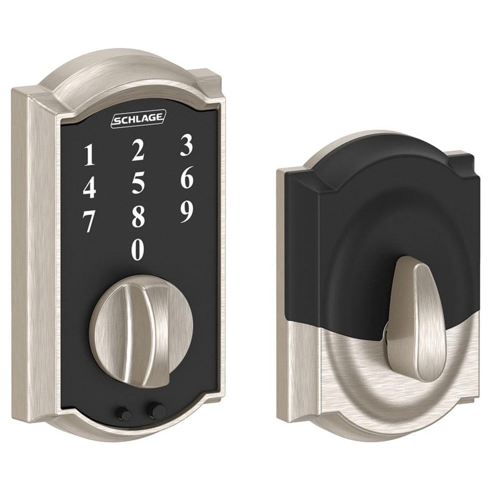 Deadbolts; Deadbolt Type: Deadbolt; Lock Type: Push Button; Key Type: Key Codeable; Mount Type: Surface; Material: Metal; Minimum Door Thickness: 1.375 in; Maximum Door Thickness: 1.75; Finish: Satin Nickel