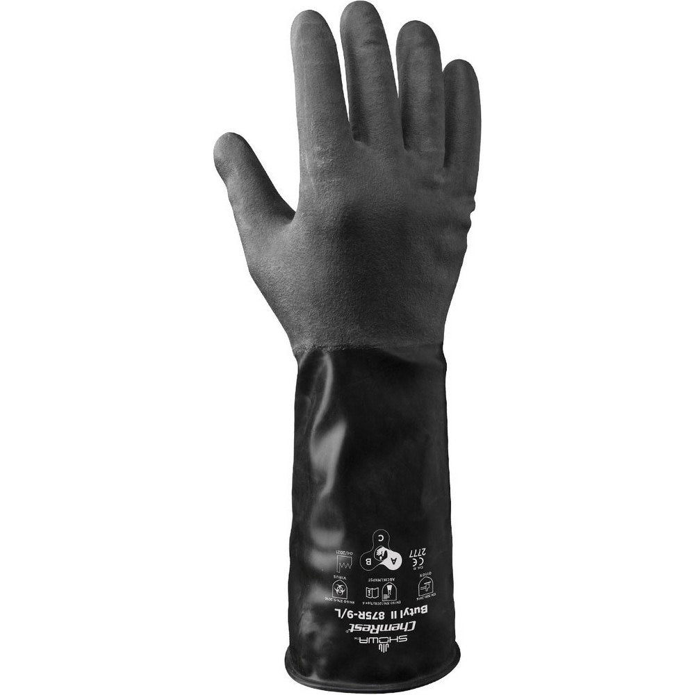 Chemical Resistant Gloves: SHOWA 875R, Butyl-Coated, Butyl, Unsupported, General Purpose Chemical-Resistant