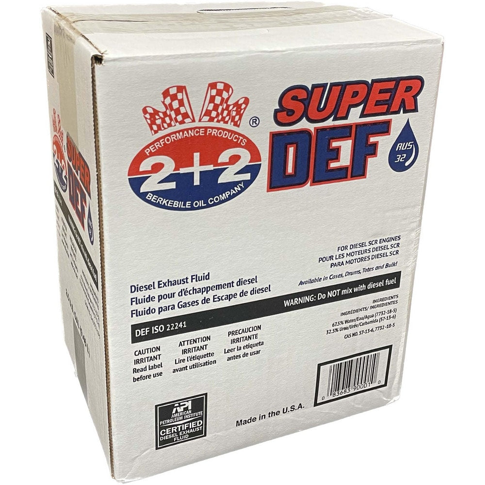 Exhaust Fluids; Container Size: 2.5 gal; Features: Changes diesel exhaust emissions into nitrogen and water.; Container Type: Jug; For Use With: Diesel Engines; Standards: AUS 32;DIN 70070:2005;ISO 22241-1:2005