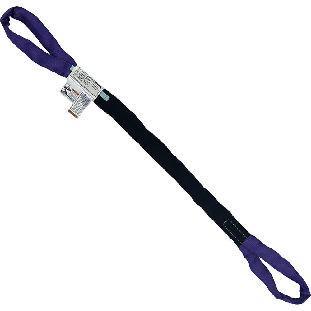 Eye & Eye Round Sling: 8' Long, 2600 lb Vertical Capacity, 2100 lb Choker Capacity