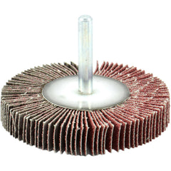 Mounted Flap Wheel: 2" Dia, 1/2" Face Width, 60 Grit, Aluminum Oxide