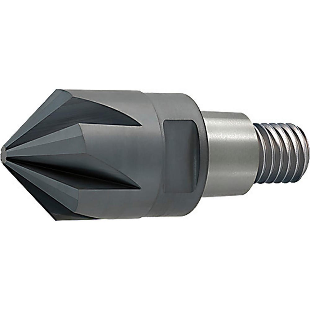 Corner Radius & Corner Chamfer End Mill Heads; Mill Diameter (mm): 12.00; Chamfer Width (mm): 4.500; Chamfer Width (Decimal Inch): 0.177; Chamfer Angle: 49.000; Length of Cut (mm): 4.5000; Number Of Flutes: 6