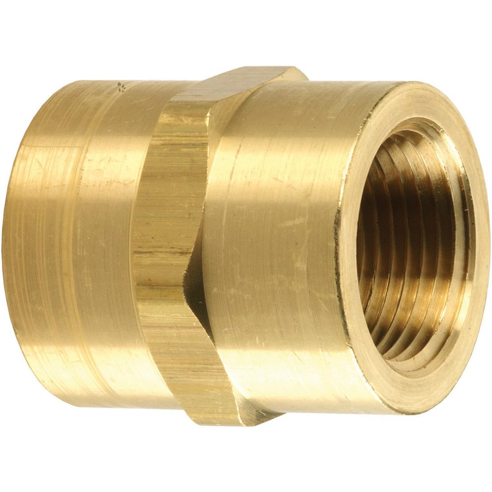 Brass & Chrome Pipe Fittings; Fitting Type: Female Hex Coupling; Fitting Size: 1/4 x 1/4; End Connections: FNPT; Material Grade: CA360; Connection Type: Threaded; Pressure Rating (psi): 1000; Fitting Shape: Straight; Thread Standard: NPTF