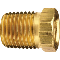 Brass & Chrome Pipe Fittings; Fitting Type: Reducer Bushing Male to Female; Fitting Size: 1/4 x 1/8; End Connections: MNPT x FNPT; Material Grade: CA360; Connection Type: Threaded; Pressure Rating (psi): 1000; Fitting Shape: Straight; Thread Standard: NPT