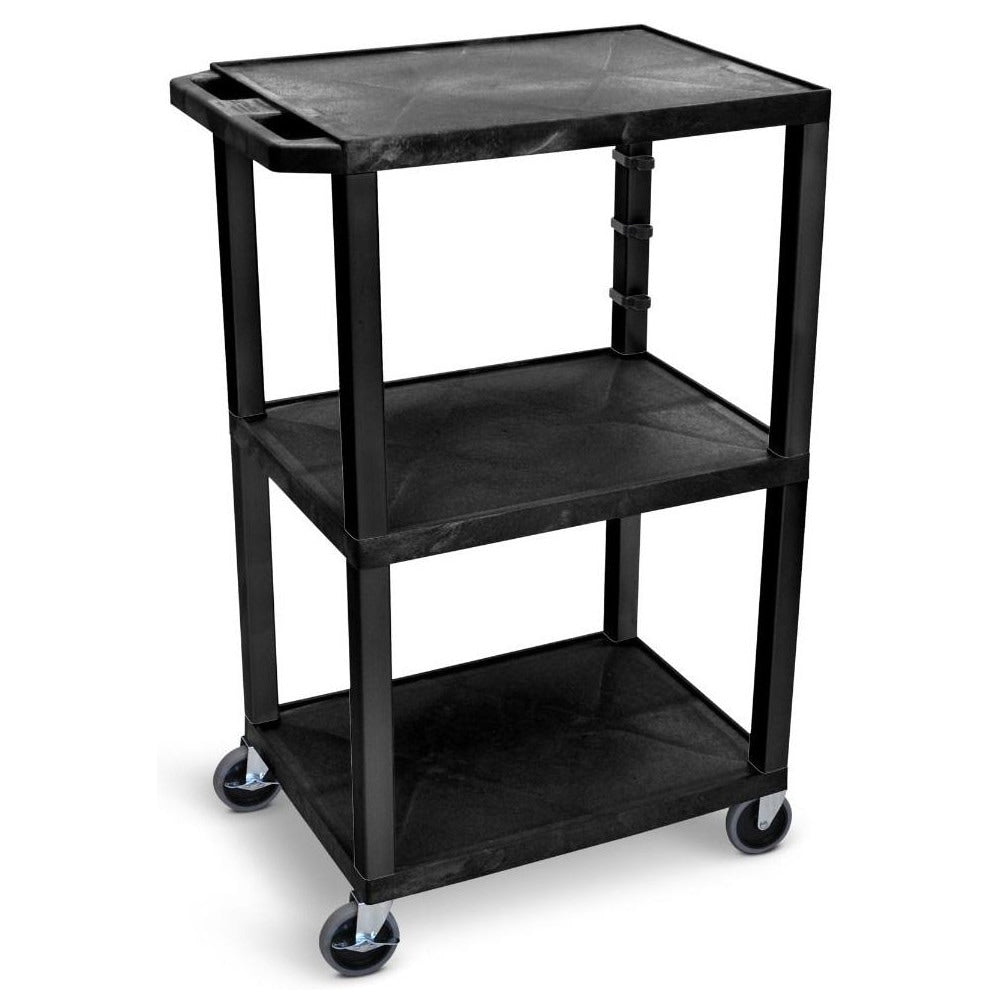 Utility Utility Cart: 18" Long, 24" Wide, Recycled Molded Plastic, 300 lb Capacity, Black