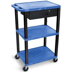 Utility Utility Cart: 18" Long, 24" Wide, Recycled Molded Plastic, 300 lb Capacity, Blue