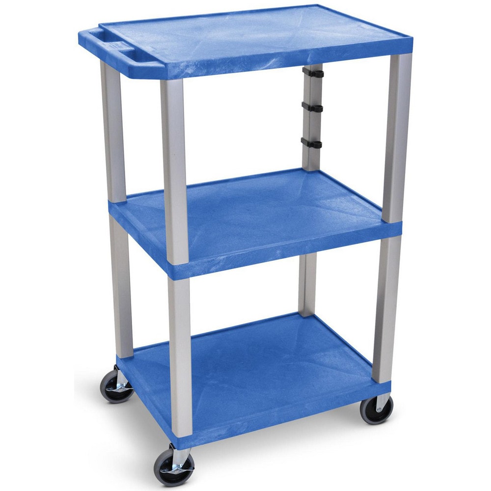 Utility Utility Cart: 18" Long, 24" Wide, Recycled Molded Plastic, 300 lb Capacity, Blue