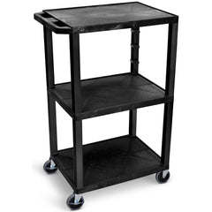 Utility Utility Cart: 18" Long, 24" Wide, Recycled Molded Plastic, 300 lb Capacity, Black