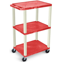 Utility Utility Cart: 18" Long, 24" Wide, Recycled Molded Plastic, 300 lb Capacity, Red