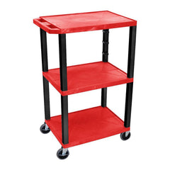 Utility Utility Cart: 18" Long, 24" Wide, Recycled Molded Plastic, 300 lb Capacity, Red