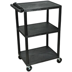 Utility Utility Cart: 18" Long, 24" Wide, Recycled Molded Plastic, 300 lb Capacity, Black