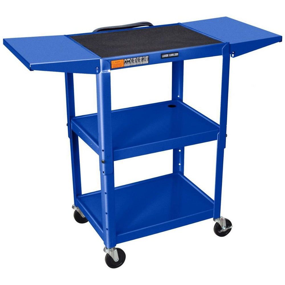 Utility Utility Cart: 18" Long, 24" Wide, Powder Coated Steel, 300 lb Capacity, Blue