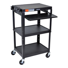 Utility Utility Cart: 18" Long, 24" Wide, Powder Coated Steel, 300 lb Capacity, Black