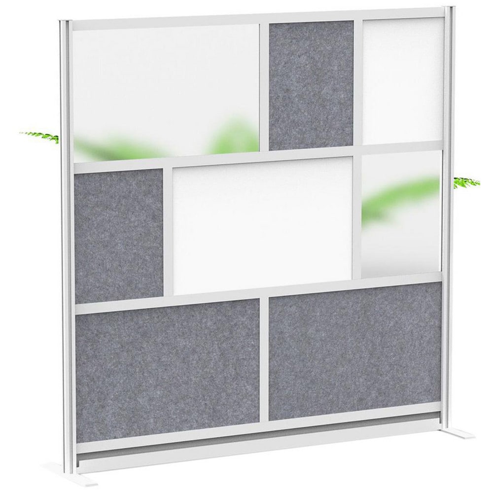 Office Cubicle Partitions; Office Cubicle Partition Type: Modular Wall Room Divider; Color: Gray, White, Frosted; Material: Aluminum; Mount Type: Freestanding; Height (Inch): 70; Width (Inch): 70; Thickness (Inch): 1-3/4