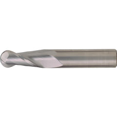 Ball End Mill: 3/16" Dia, 5/16" LOC, 2 Flute, High Speed Steel