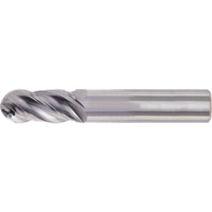 Ball End Mill: 5/16" Dia, 13/16" LOC, 4 Flute, High Speed Steel