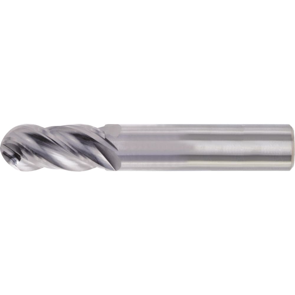 Ball End Mill: 3/16" Dia, 7/16" LOC, 4 Flute, High Speed Steel