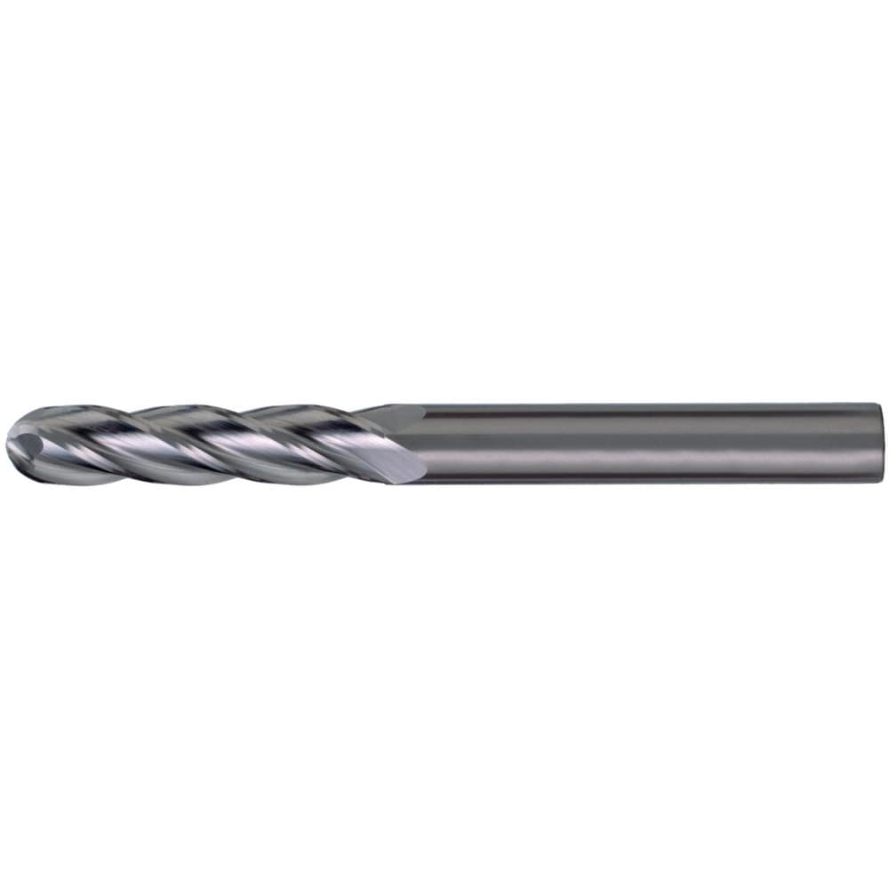 Ball End Mill: 1/2" Dia, 3" LOC, 4 Flute, Solid Carbide