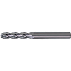 Ball End Mill: 1/2" Dia, 2" LOC, 4 Flute, Solid Carbide