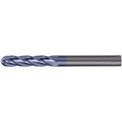 Ball End Mill: 25/64" Dia, 7/8" LOC, 4 Flute, Solid Carbide