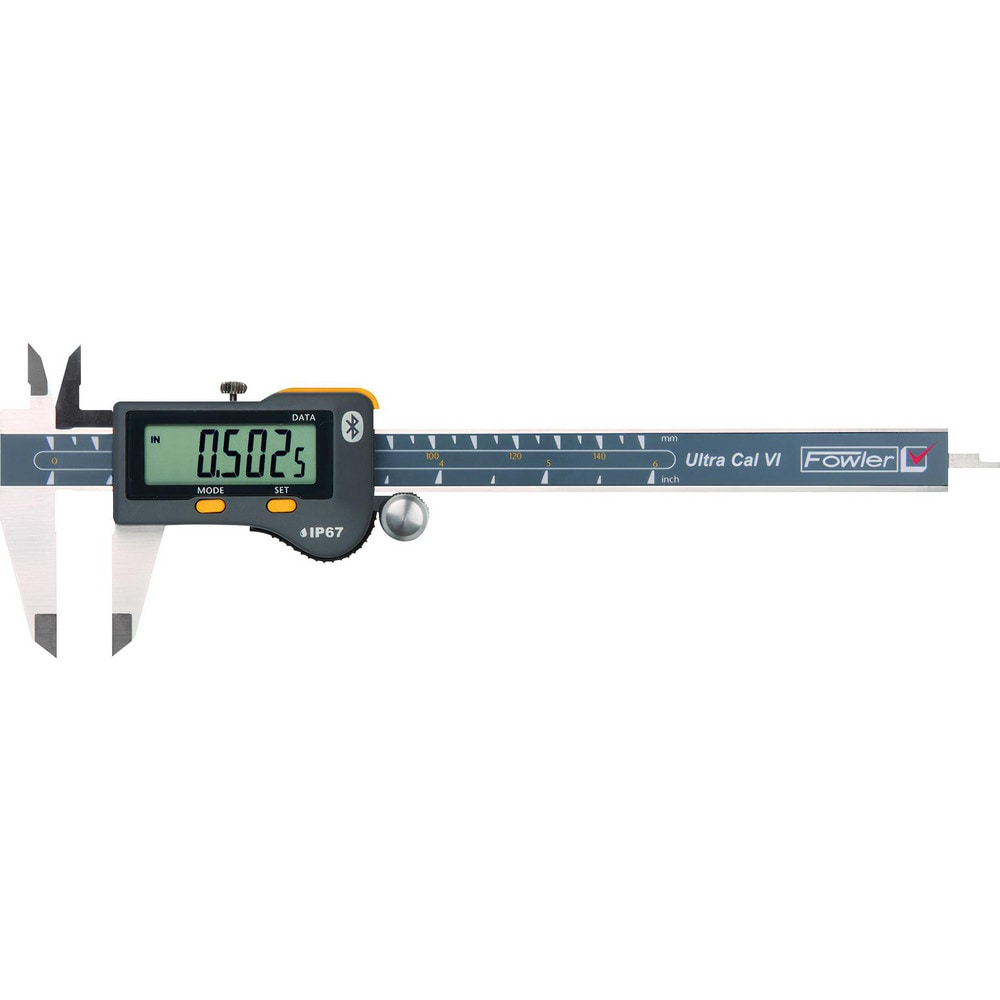 Electronic Caliper: 0 to 8", 0.0005" Resolution, IP67, For Depth, Inside Diameter, Outside Diameter & Step